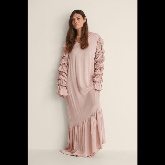NA-KD Women's Size 36 / US 6 Maxi Dress Peasant Dress Ren Faire Tiered Sleeves - Picture 1 of 10